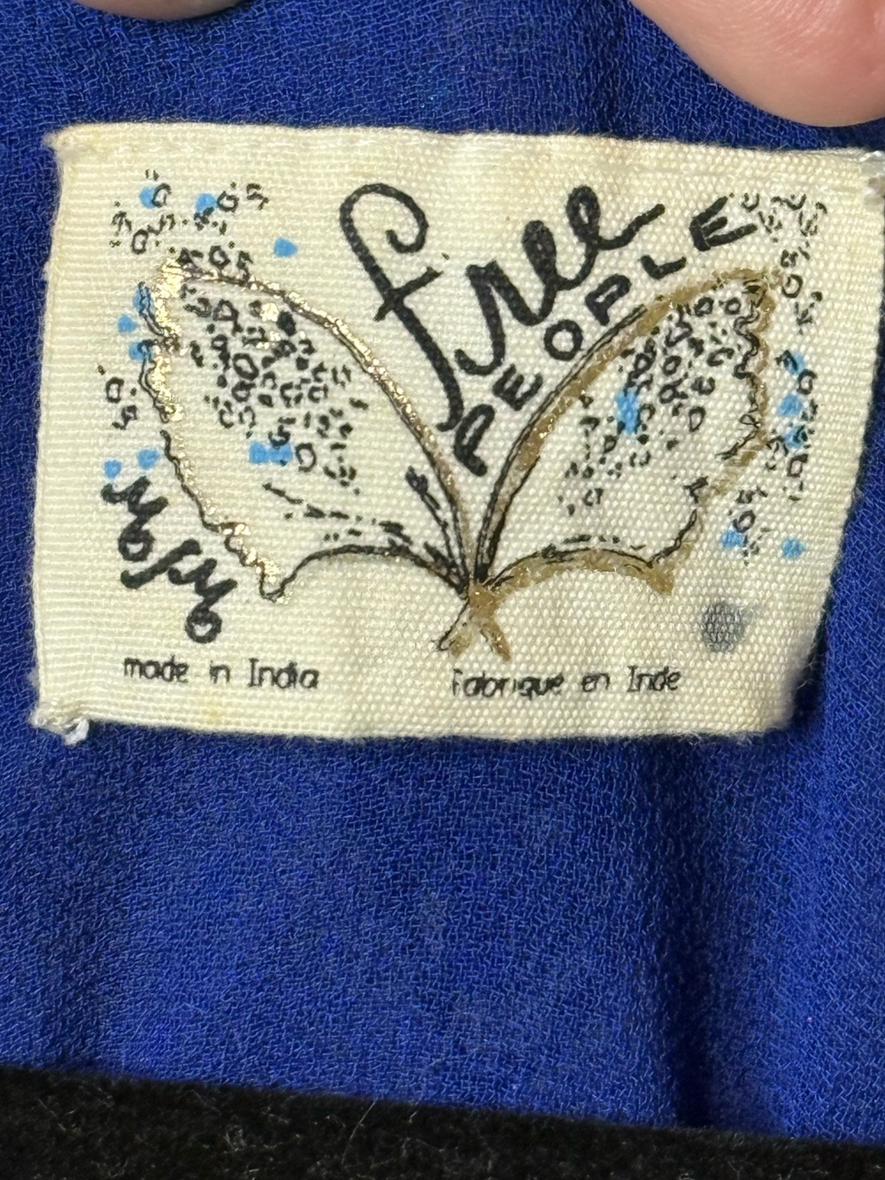 Free People Blue Butterfly Sequin Crop Top Blouse EUC SZ M - Picture 6 of 9